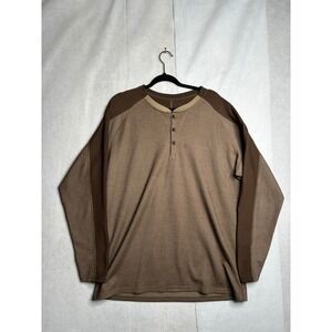 Patagonia Mens Brown Henley Shirt Long Sleeve Waffle knit see measurements